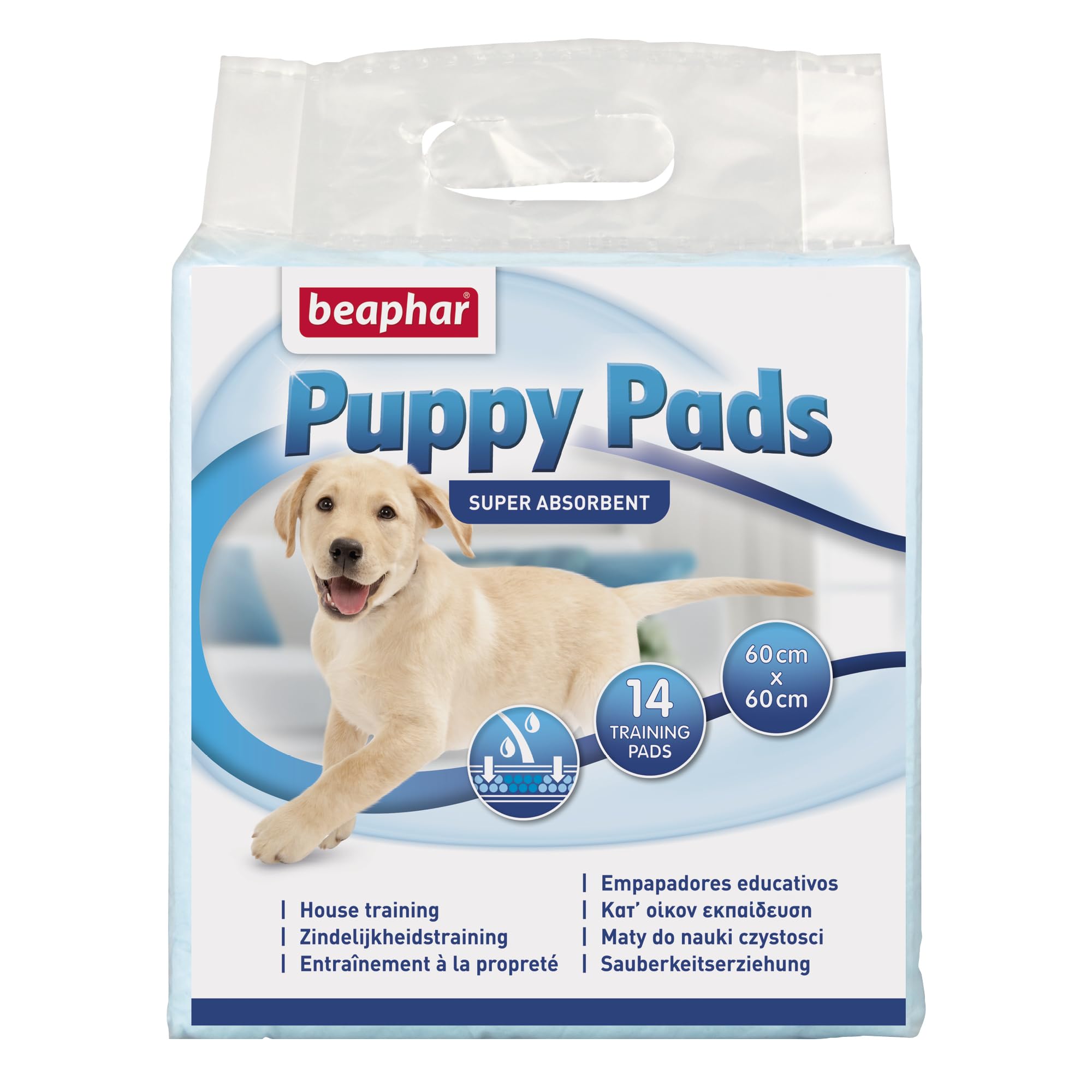 Beaphar - Puppy Training Pads x 14 - Highly-Absorbent Training Pads With Waterproof Backing - Ideal for House-Training - Keeps Floors Clean & Dry - 14 Puppy Training Pads - Each Training Pad 60x60cm