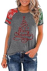 Ovazly Christmas Shirt for Women Raglan Sleeve