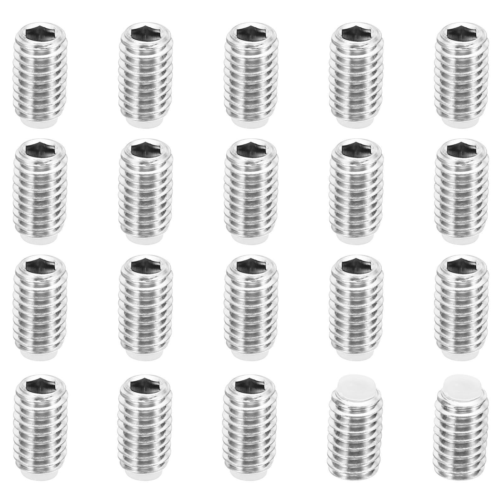 PATIKIL M6x10mm Nylon Tip Grub Screw, 20 Pack Metric Hex Socket Head Cup Point Anti Slip Set Screws Internal Hex Drive Hardware, 304 Stainless Steel