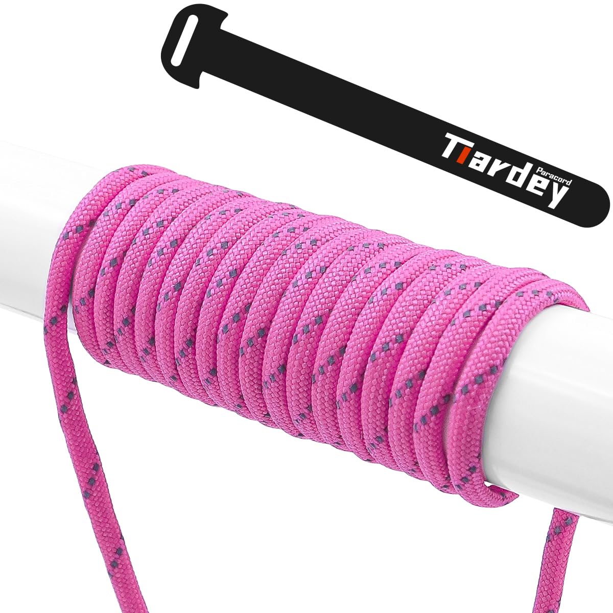Tiardey PPR-059 Reflective Paracord 4mm 100ft (31m) 7 Core Strand,Tear-resistant,Nylon Cord,Mil Spec Type III Paracord,Holds up to 250kg for Outdoor Survival Camping