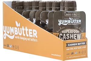 Superfood Cashew Butter Packets by Yumbutter, Individual Snacks, Gluten Free, Vegan, Non-GMO, 1.8oz Packet (Pack of 10)