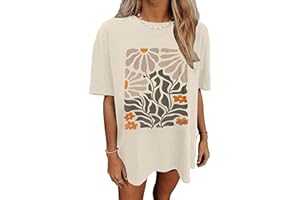 YIUIERE Womens Oversized Tshirt Flower Graphic Tees Nashville Music Short Sleeve Shirts Summer Casual Loose Beach Tops