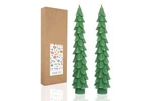 LPUSA Christmas Tree Taper Candles Hunter Green Spruce Candles，Christmas Decor Decoration,Set ot 2,(Hunter Green) 10.5inch