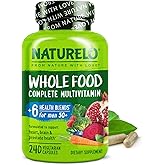 NATURELO Whole Food Multivitamin for Men 50+ - with Vitamins, Minerals, Organic Herbal Extracts - Vegan Vegetarian - for Energy, Brain, Heart and Eye Health - 240 Capsules