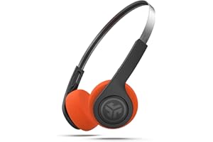 JLab Rewind Wireless Retro Headphones, Black, Bluetooth 4.2, 14 Hours Playtime, Custom EQ3 Sound, Music Controls, Noise Isolation, with Microphone, Throwback 80's/ 90's Design