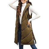 HEEKPEK Womens Puffer Vest Sleeveless Hooded Long Puffy Vests Zip Up Quilted Thick Winter Jackets Outerwear with Pockets