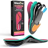 Carbon Fiber Insoles with Arch Support, Achilles Tendonitis Relief Insoles for Men & Women with Extra Heel Cushion for Heel Pain, Plantar Fasciitis Relief - Women 9-9.5|Men 7-7.5-Size L