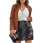 Bellivera Faux Leather Jacket Women Motorcycle Zipper Bomber PU Bike Coat with Pockets