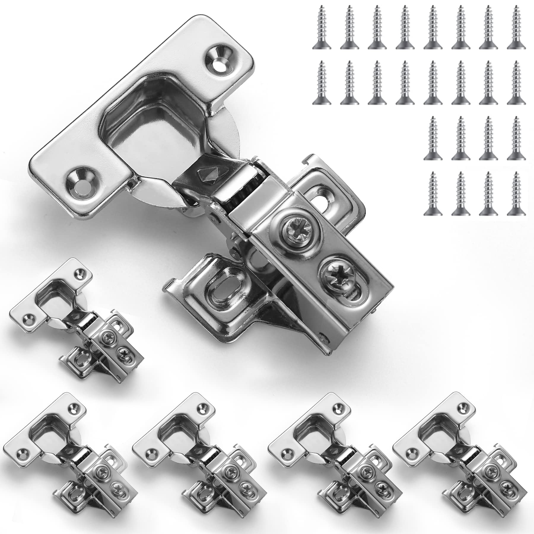 Evanda Cabinet Hinges, 6 Pack Stainless Steel Overlay Soft Close Hinges, for Kitchen Cabinet Door Hinge, with Mounting Screws