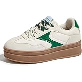 LUCKY STEP Platform Retro Sneakers for Women Fashion Casual Gum Thick Sole Rubber Sole Comfort Skate Tennis Footwear Chunky Trainer Walking Shoes