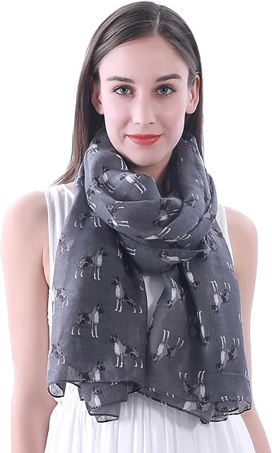 Lina Lily Chale Foulard Femme Bufanda Imprime Chien Boxer Dog Gris Fonce Amazon Fr Vetements Et Accessoires