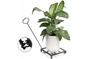 Goooxim Heavy Duty Plant Cart with Wheels - 16" Square Plant Stand with Locking Casters, 200lbs Capacity - Indoor Outdoor Metal Plant Rack on Rolling Dolly