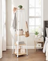 VASAGLE Coat Stand 8 Double Hooks 4 Shelves Metal Frame Oak White LCR080W09 view 3