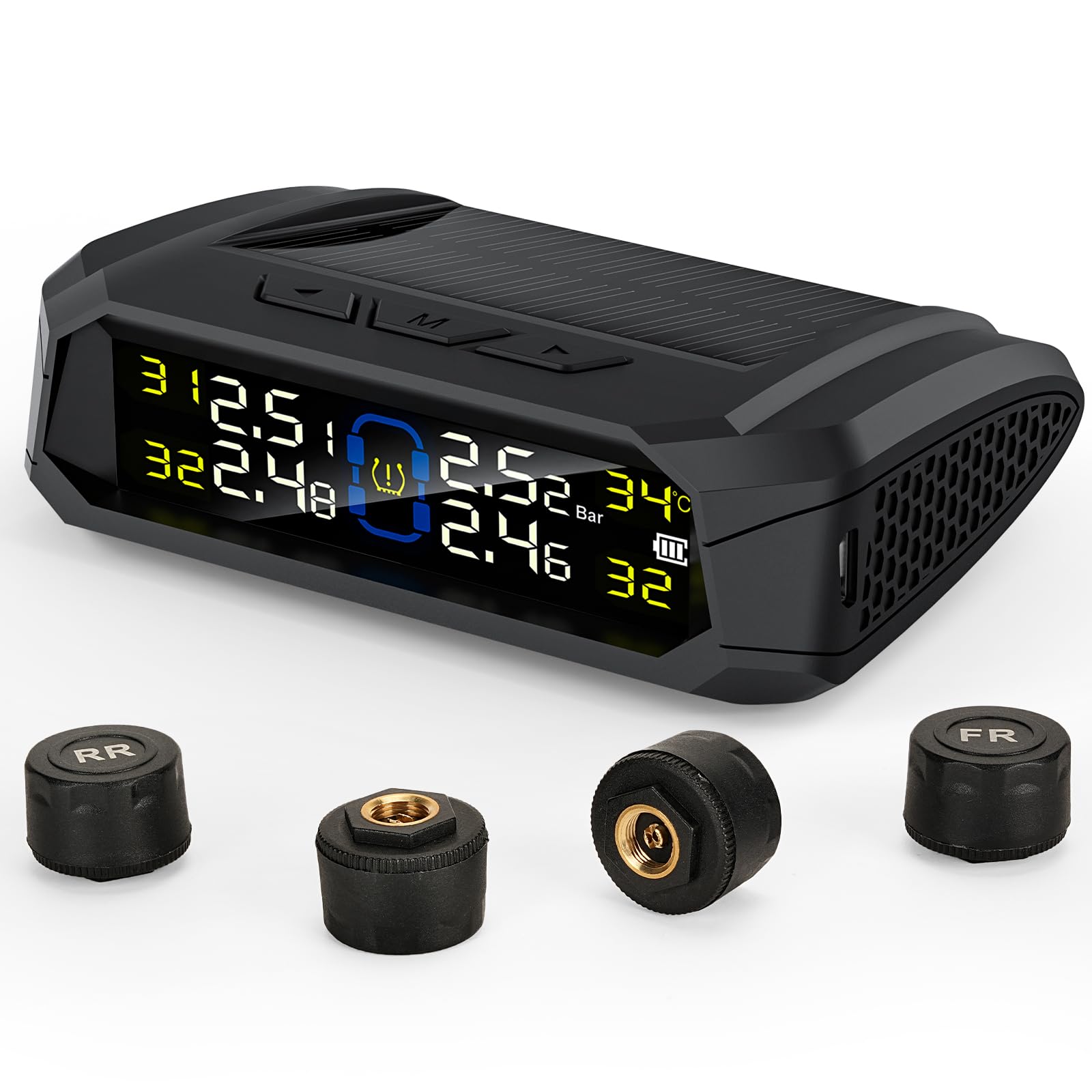 Photo 1 of RV Tire Pressure Monitoring System, 2.8” TPMS (0-87 PSI) Tire Pressure Monitor System with Solar Charger, RV TPMS with 4 External Sensors & 5 Alarm Modes, 2025 LCD Display, Auto Sleep Mode
