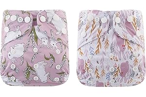 COOLAPEACH Baby Cloth Diapers One Size Adjustable Washable Reusable for Baby Girls and Boys 2 Pack with 2 Inserts