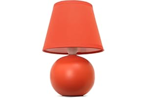 Simple Designs LT2008-ORG Mini Ceramic Globe Table Lamp, Orange