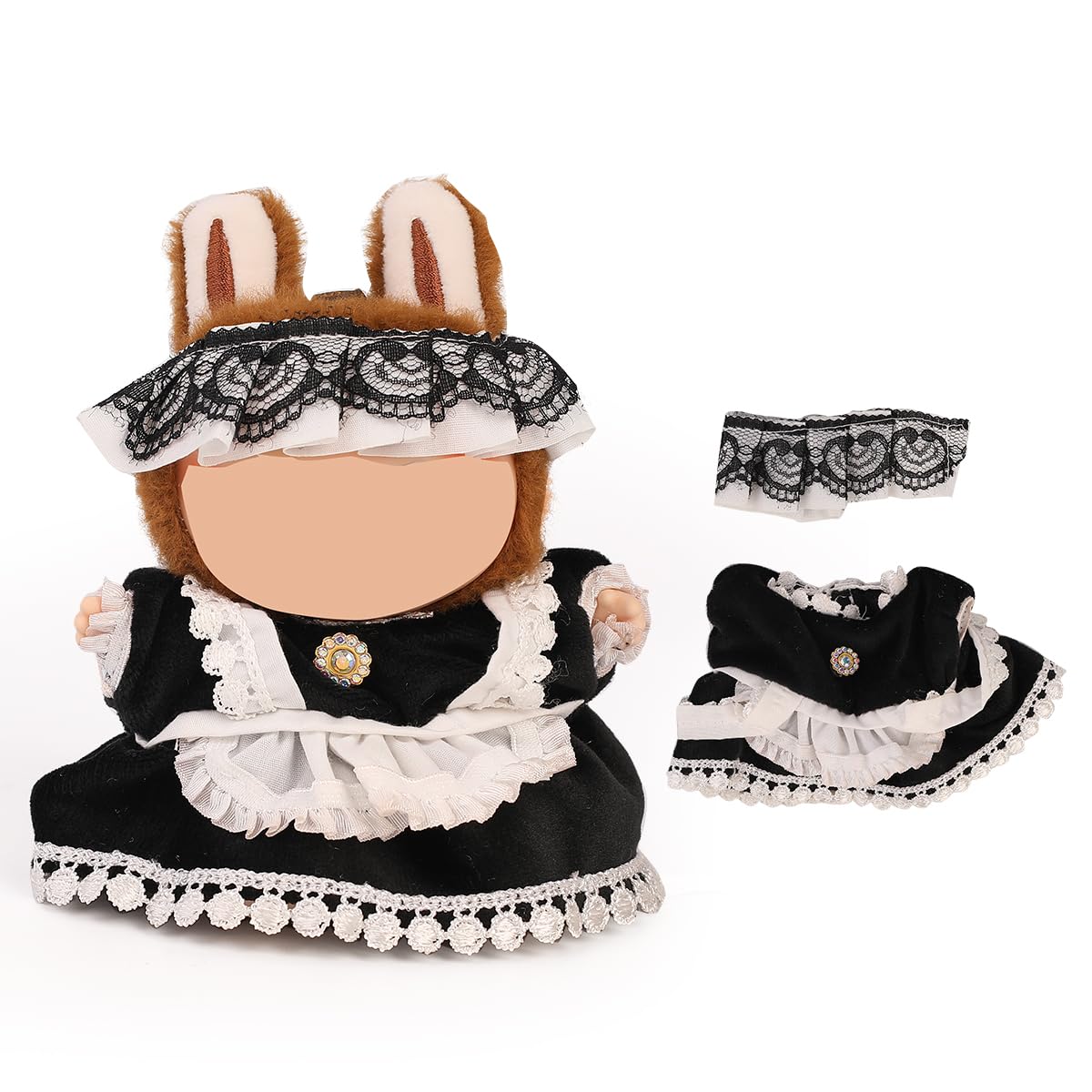 XMBYGY Doll Clothes for Labubu (for Standing/Sitting 17/15cm Plush Doll)(NO Doll)- Multiple Style Accessories Handcrafted Clothing Dress Up Included Cute Headwear and Skirt for Girls Woman (LB172) — image 1