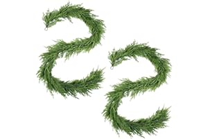 WBHome Lot de 2 guirlandes de Noël en pin Norfolk au toucher réaliste, guirlande de verdure d'hiver pour Noël, vacances, déco