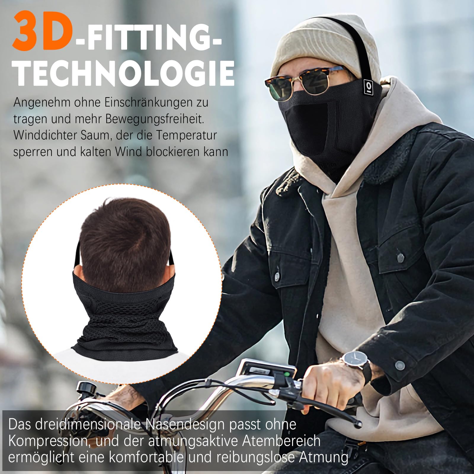 YANIKY Schlauchschal Ski Gesichtsschutz Mundschutz Halstuch Herren Damen, Atmungsaktiv Elastisch Gesichtsmaske Fahrrad Schal Winddicht Motorrad Bandana Nackenwärmer Sport Laufschal 7