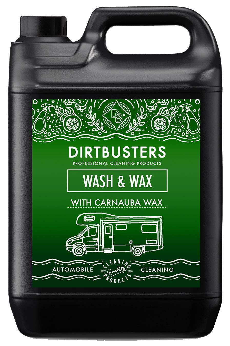 Dirtbusters Caravan Cleaner Car Wash & Wax, Concentrated Car Shampoo With Carnauba, For Exterior Clean Of Motorhome, Campervan, Van, Static Home & Vehicles (5L)