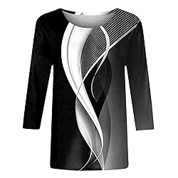 slqdgmryz 3/4 Sleeve Tops for Women Summer Striped