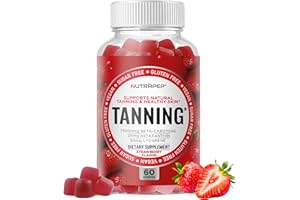 NutraPep Tanning Gummies for Women - Self Tan Bronzing Supplement that Work Without Sun - No Sugar Vegan with Astaxanthin Lycopene Beta Carotene Vitamins - Glow Up Skin Health Daily Oral Tanning Chews