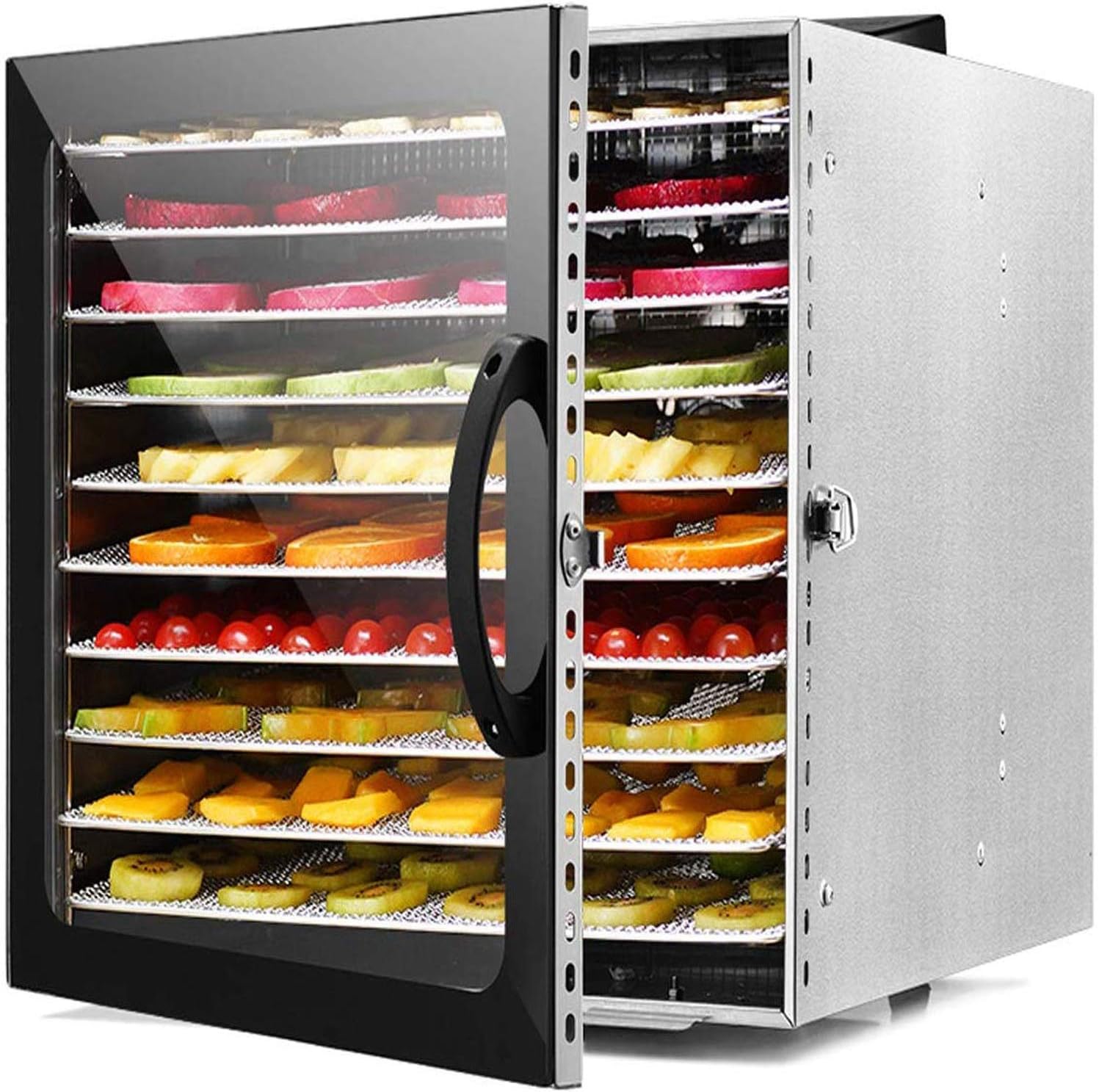 XSWZAQ Professional Dehydrator Machine, 10 Stainless Steel Drying Racks, Multi-Tier Food Preserver, Digital Control Bundle Bonus 2 Fruit Leath, Black