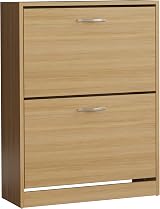 Vida Designs Pine Wood Shoe Cabinet with 2 Drawers Slim Hallway Storage view 4