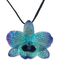 NOVICA Handmade Lapis Lazuli Flower Necklace - Sterling Silver, Blue Pendant, 15.75 Inch, 'Blue Lily', India Artisan - View #2