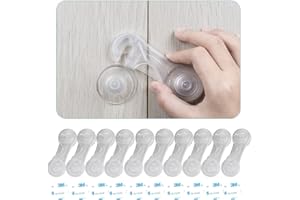 HEOATH Child Safety Cabinet Locks (10 Pack) - Baby Proofing Latches Lock for Drawers, Toilet Seat, Fridge, Oven, with 10 Extra 3M Adhesives (Transparent)