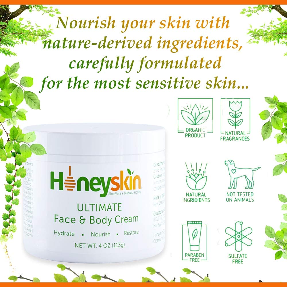 Natural Face and Body Cream Gift Set - Scented Hand Cream Bundle for Woman - Eczema, Rosacea, Rashes, Redness, Hydrating Facial Moisturizer - Gift Ideas for Woman - Moisturizing Skin Cream (4oz): Beauty