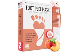 Hicream Foot Peel Mask- 2 Pairs of Regular Skin Exfoliating Foot mask For Cracked Heels, Dead Skin & Calluses, Removes & Repairs Rough Heels, Dry Toe Skin, Peach Scent