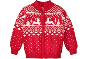 VIEILLE Toddler Boys Christmas Sweater Kids Knitted Cardigan Winter Zipper Outfits Top
