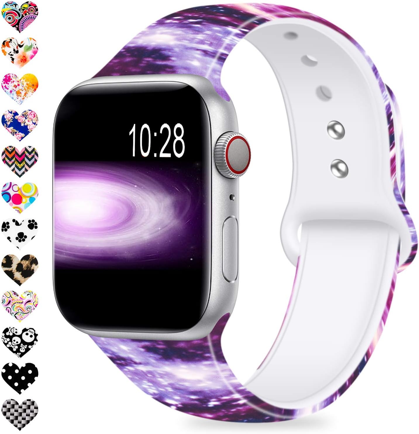 Compatible for Apple Watch Band 38mm 42mm 40mm 44mm,Silicone Fadeless Pattern Printed Replacement Floral Bands for iWatch Series 4/3/2/1,Women/Men