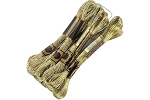 24 Pieces Cross‑Stitch Thread Set Gold Color Hand‑Made Yarn Cotton Sewing and Embroidery Floss Tool for Friendship Bracelets 