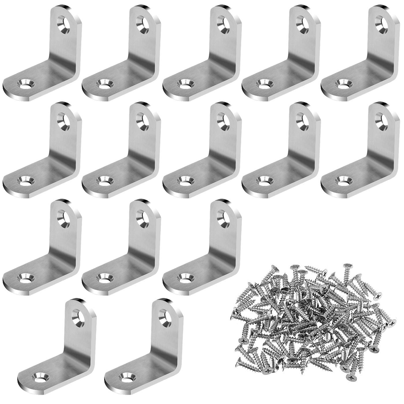 Drado Set of 10 Corner Brackets 30 x 30 x 18.5 mm Stainless Steel with 20 Screws