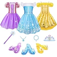 Meland Princess Dress Up for Girls, Dress Up Clothes for Kids with Princess Shoes, Toys Gifts for Toddler Girls Aged 3 4 5 6