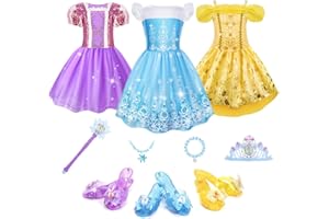 Meland Princess Dress Up for Girls, Dress Up Clothes for Kids with Princess Shoes, Toys Gifts for Toddler Girls Aged 3 4 5 6