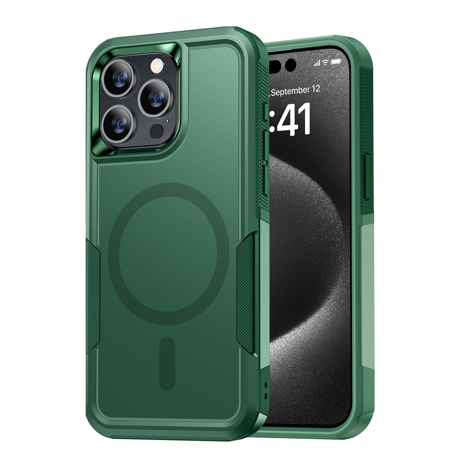 Diaclara Designed for iPhone 15 Pro Max Case, [with MagSafe] [Military Grade Drop Protection] Full-Body Shockproof Phone Case, Green — image 1