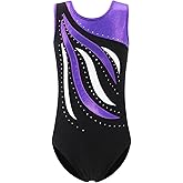BAOHULU Leotards Girls Gymnastics Embroidery Shiny Aqua Rose Diamond Dance Clothes