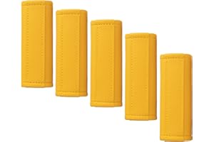 Gowraps Luggage Handle Wrap 5 Pack-Leather Luggage Handle Wraps for Suitcase/Handbag/Duffel Bag/Car Bright Luggage Identfier/Handle Covers/Grips Luggage Accessories for Travel 3.0 (Yellow)