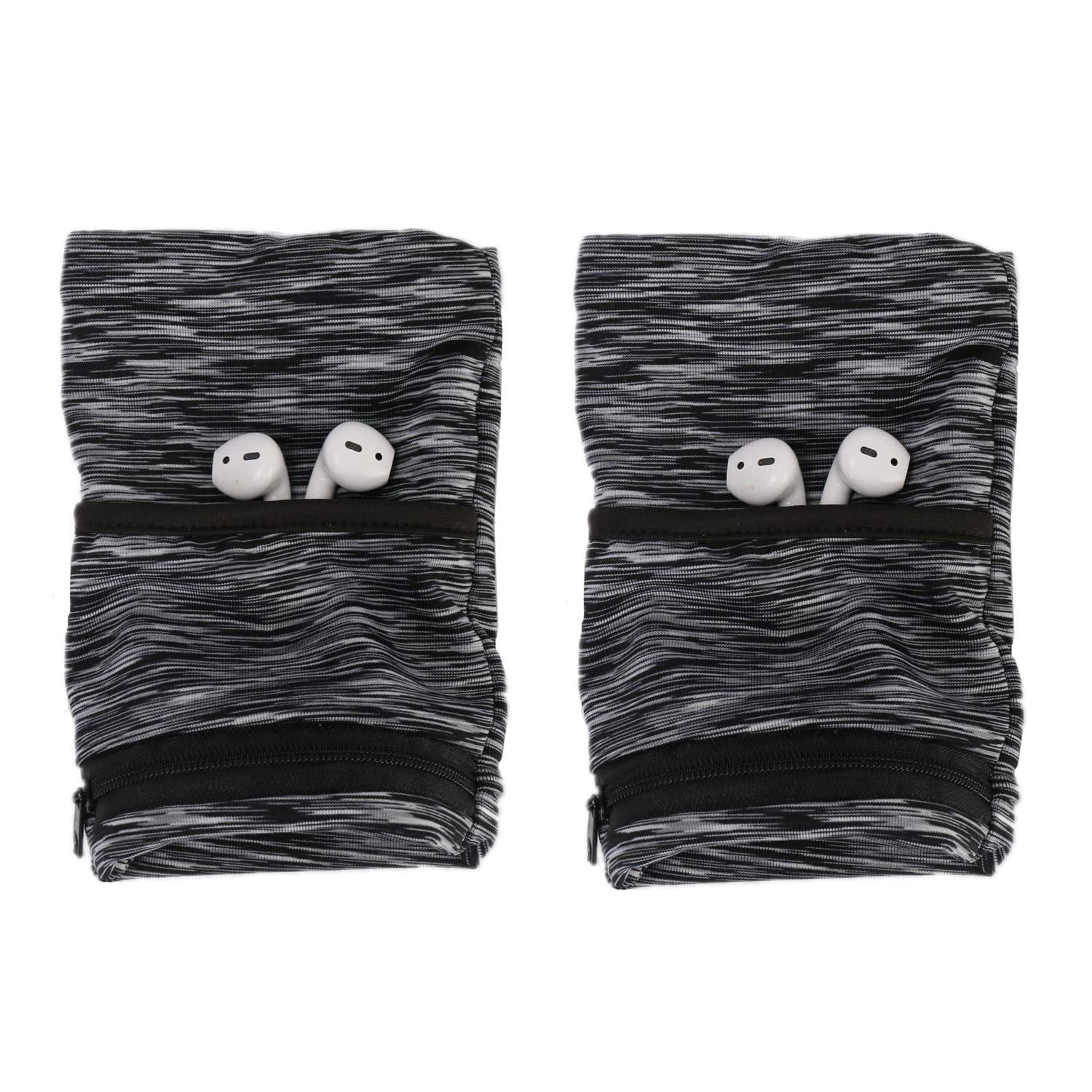 Wrist Pouch, Pocket Wallet with Zippered for Running, Walking, Hiking, Cycling, Yoga and More (Black+Black, L)