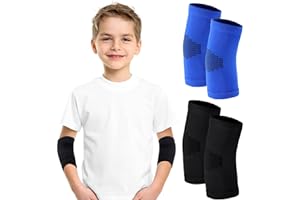 Kasyat Kids Elbow Brace Knit Compression Elbow Sleeve Compression Brace Gym Arm Sleeve Gym Joint Support for Boys and Girls Teen Weight Lifting Sports(2 Pieces,Large)
