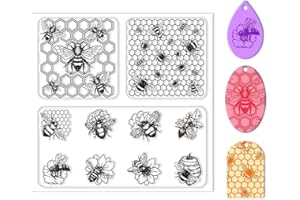 CHGCRAFT Polymer Clay Texture Sheets Bee Pattern Polymer Clay Texture Mat Insect Silicone Mat Silicone Molding Pattern Sheets for Pottery Earrings Jewelry Making