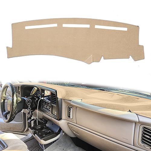 HanLanKa Dashboard Cover For Chevrolet Silverado 1500 2500 3500 1999-2006 Avalanche Chevy Tahoe Suburban GMC Sierra Yukon Dash Cover Mat(Premium Carpet, Beige) In | Whizz Floor Mats - Foto 6