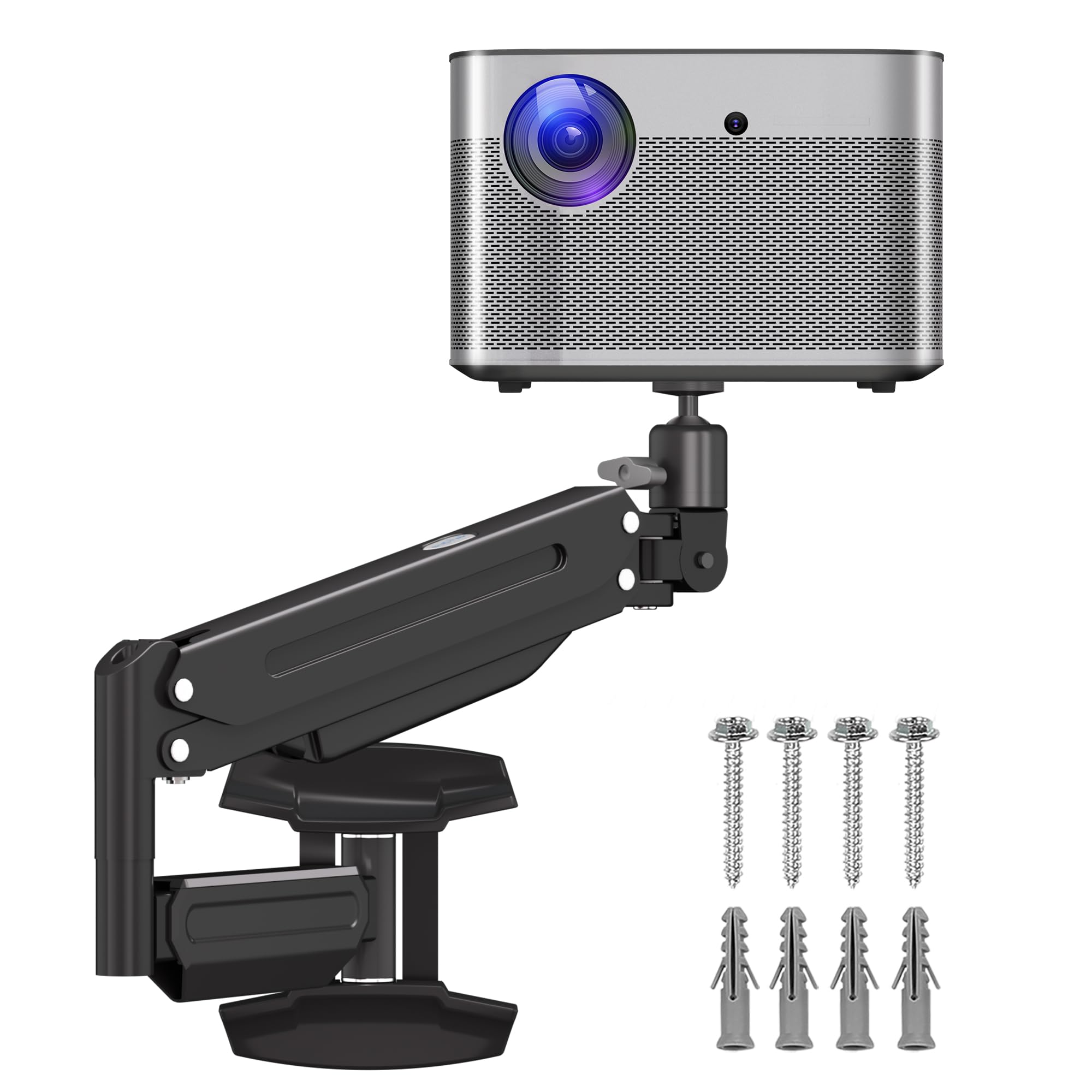 Photo 1 of suptek Gas Spring Projector Wall Mount - Height Adjustable Swivel and Tilt, Holds 11lbs, 1/4" Thread Compatible for Portable Projectors, WM18YTL
