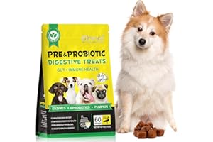 Probiotics Chews for Dogs, 60 Counts Pre & Digestive and Immunity Treats for Dog, 60Pcs Support Gut Health, Seasonal Allergie