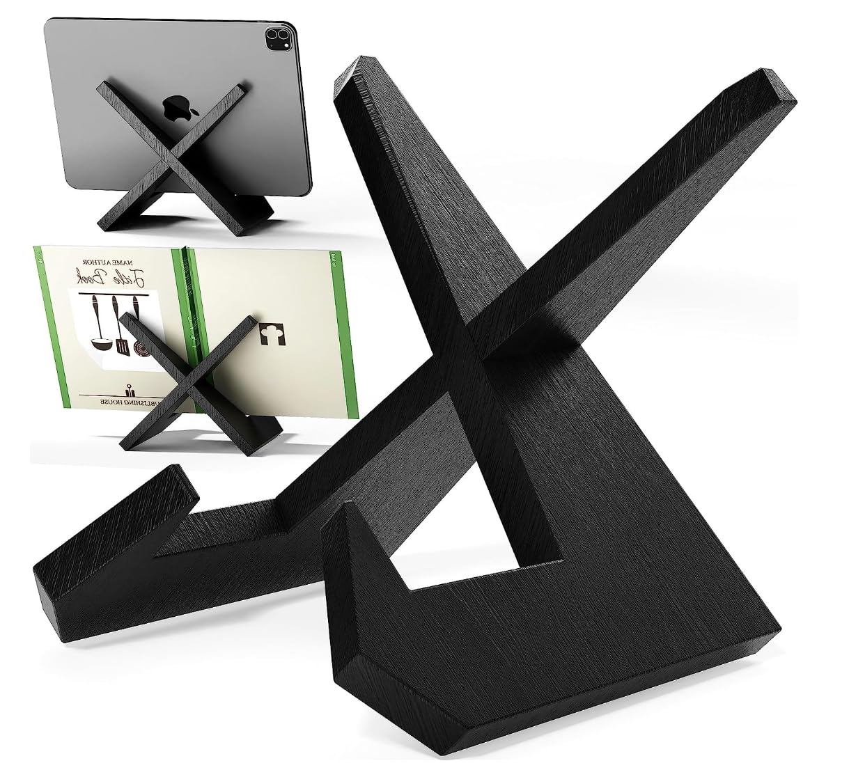 Recipe Book Stand for Cookbook, Wooden Kitchen iPad and Book Holder for Display Stand, Cook Book Stand for Reading Hands Free