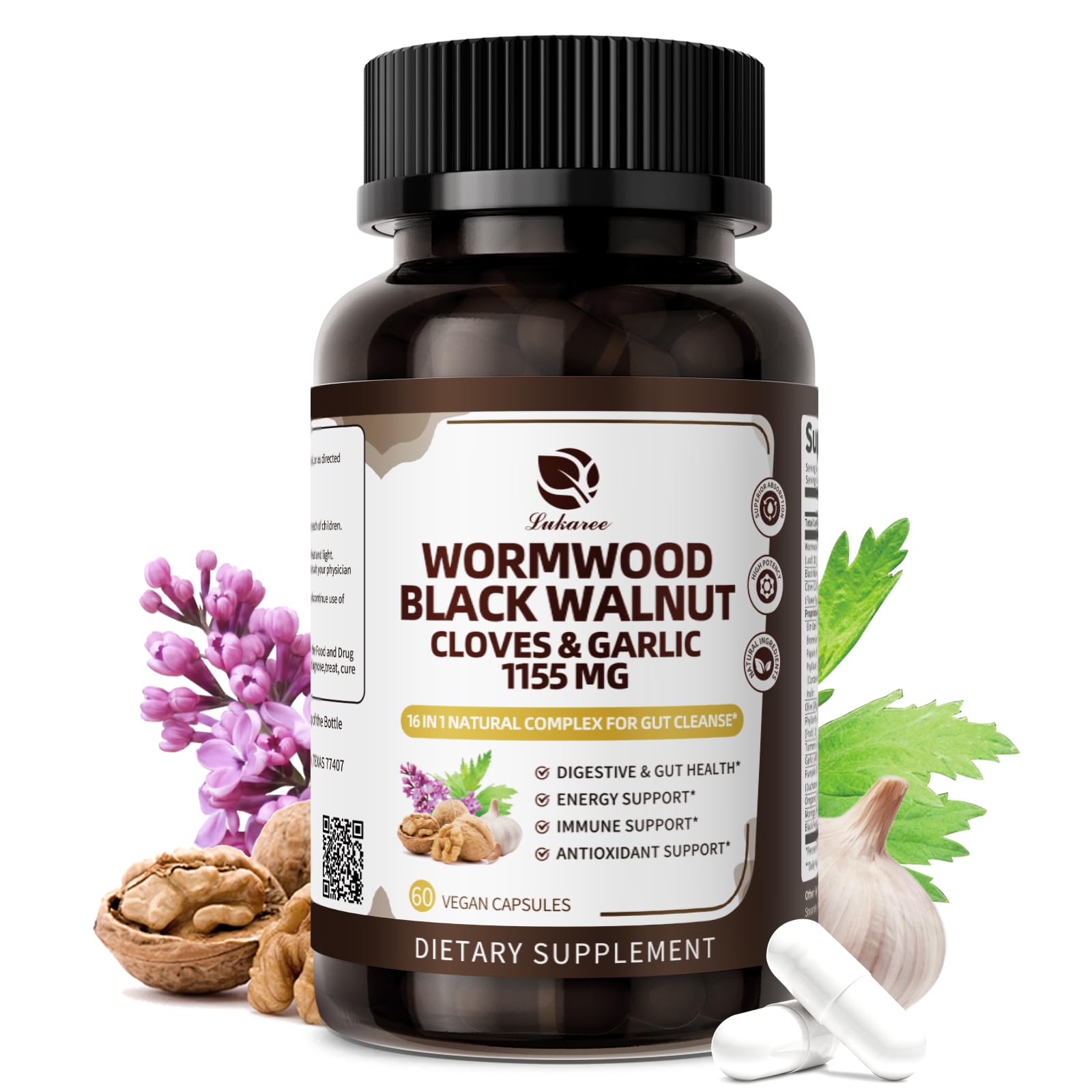 Wormwood Black Walnut Cloves & Garlic 1155 mg