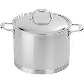 Demeyere Atlantis 8.5 Quart Deep Stockpot with Lid | Oven safe to 500&deg;F Silvinox Finish Resists Fingerprints, Stay-Cool Handles, Induction Cookware Compatible &amp; for All Cooktops